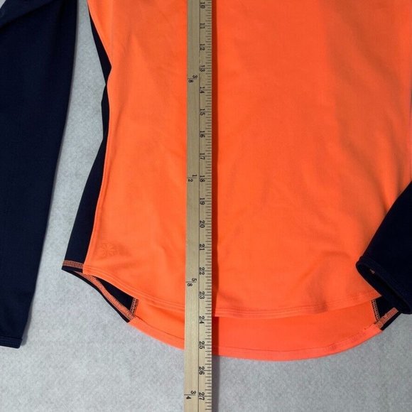 Athleta Running Wild Mix Crew Neck Shirt Small S Orange Blue Long Sleeve - Picture 6 of 12